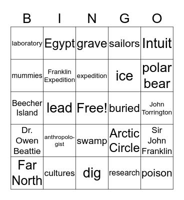 The Dead Can Speak Bingo Card