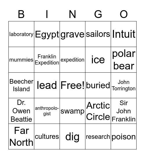 The Dead Can Speak Bingo Card