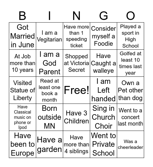 Minnesota Eye Silent Impact Bingo Card