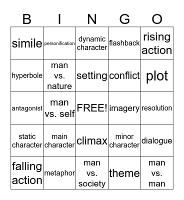 Literary Bingo Card