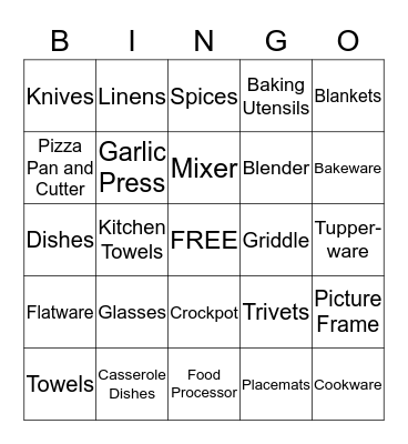 Leah's Bridal Shower Bingo Card