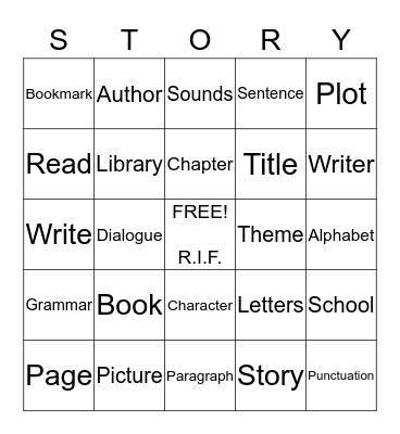 Reading Is Fundamental Bingo Card