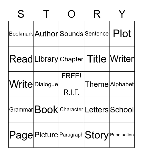 Reading Is Fundamental Bingo Card