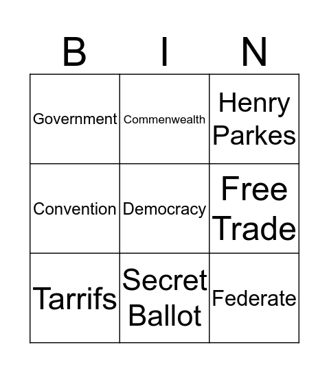 FEDERATION Bingo Card