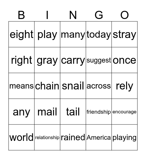Unit 4.1 Bingo Card