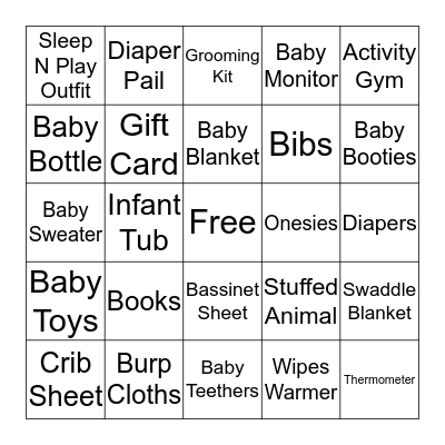 Ashley's Baby Shower Bingo Card