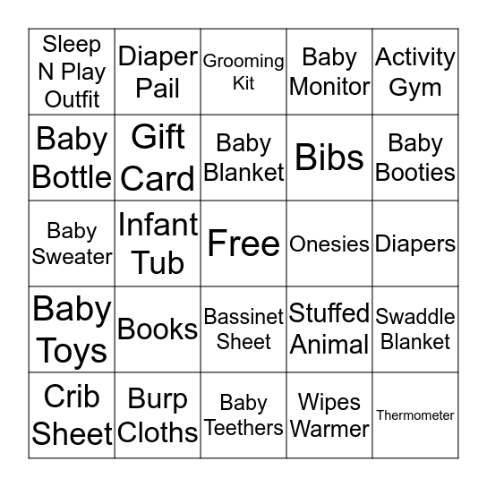 Ashley's Baby Shower Bingo Card