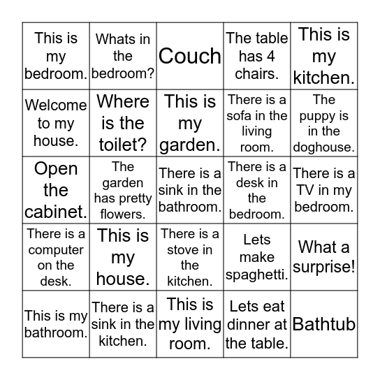 THIS IS MY HOUSE! Bingo Card