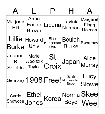 110th FOUNDERS' DAY CELEBRATION Bingo Card