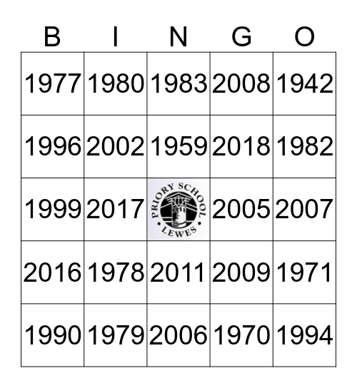 years Bingo Card