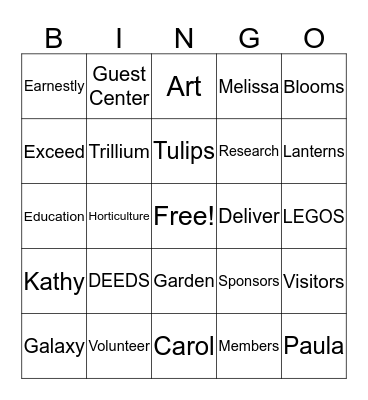 Garden Bingo Card
