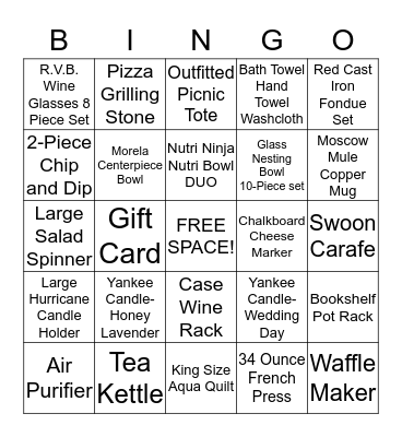 Registry BINGO! Bingo Card
