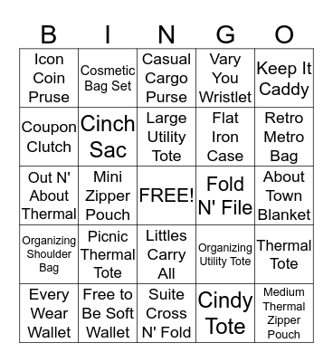 Thirty-One Bingo Card