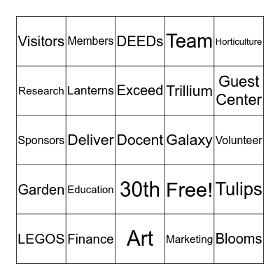 Garden Bingo Card
