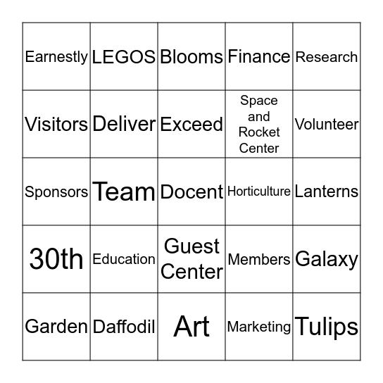 Garden Bingo Card