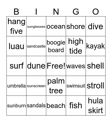 Aloha Bingo Card