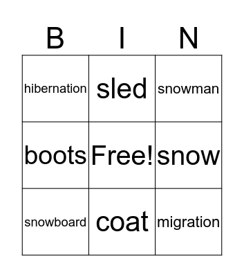 Winter Bingo Card