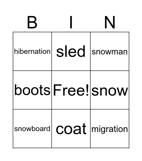 Winter Bingo Card