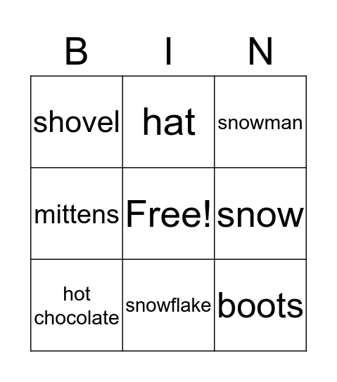 Winter  Bingo Card