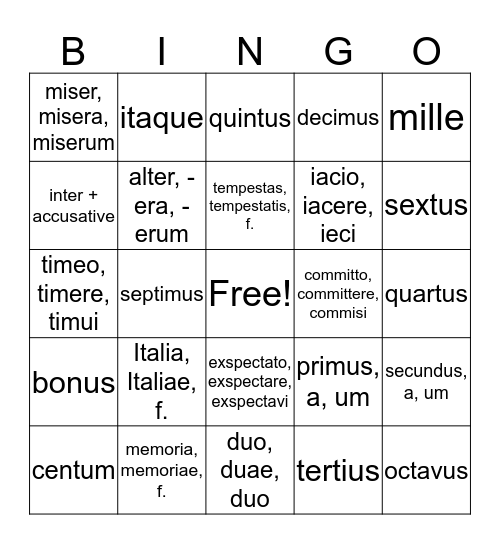 Chapter 15 Bingo Card