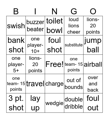 Basketball Bash BINGO Card