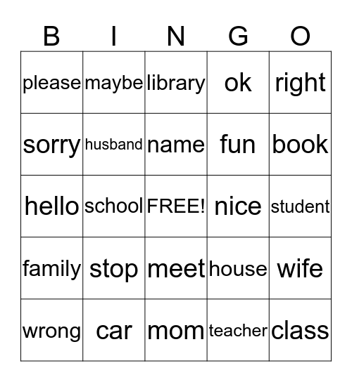 Signgo Bingo Card