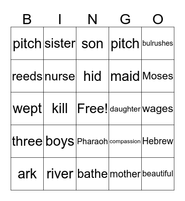 Moses - Birth of A Savior Bingo Card