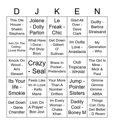 THE BIRD FLANAGAN ROCK 'N' ROLL BINGO Card