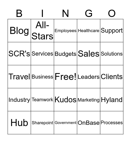 Solutions Group Team Bingo Card