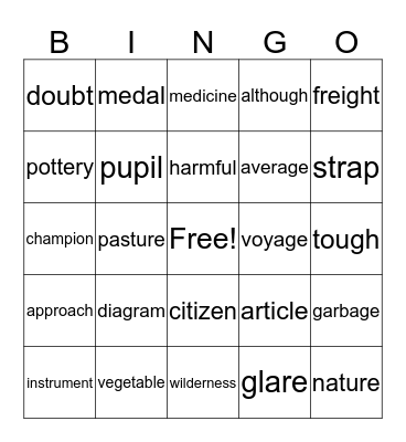 Quick Check Words 4,1 Bingo Card