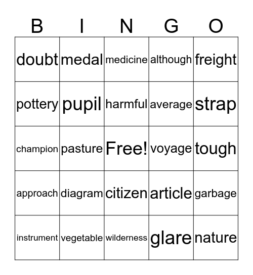 Quick Check Words 4,1 Bingo Card