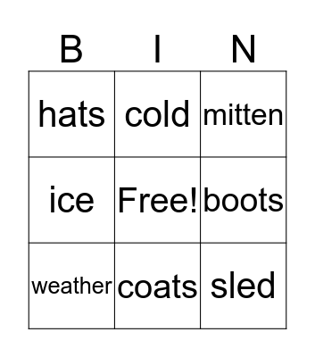 Winter Bingo Card