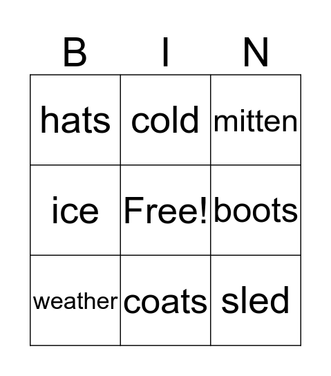 Winter Bingo Card