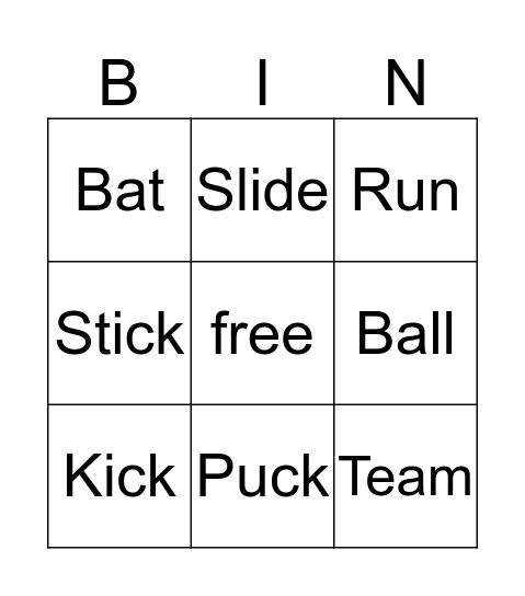 Sports Bingo Card