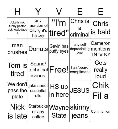 Citylight Bingo Card