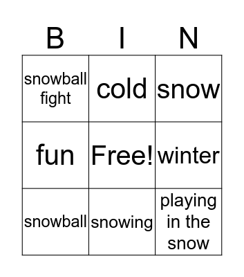 Winter Bingo Card