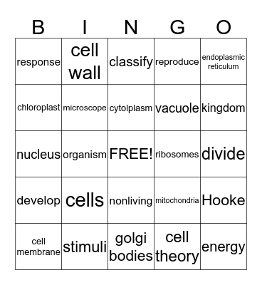 Cells! Bingo Card