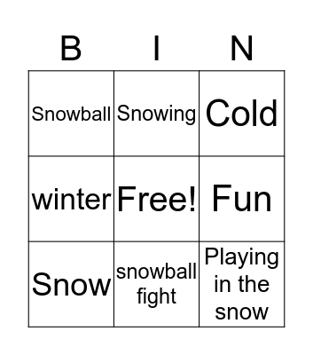 Winter Bingo Card