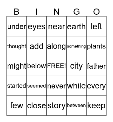 Fry's Bingo 201-235 Bingo Card