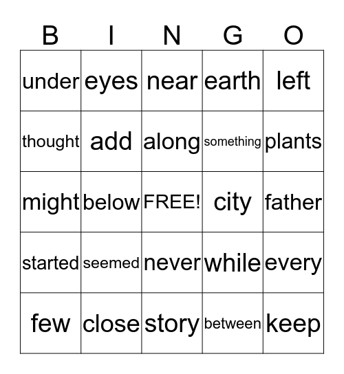 Fry's Bingo 201-235 Bingo Card