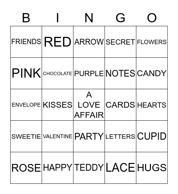 "A LOVE AFFAIR" BINGO Card