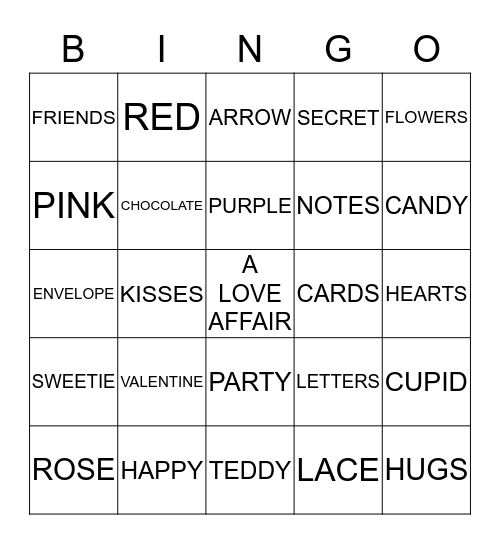 "A LOVE AFFAIR" BINGO Card