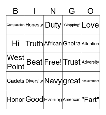 HooahBing Bingo Card