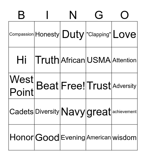 HooahBing Bingo Card
