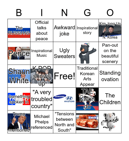 2018 PyeongChang Bingo Card