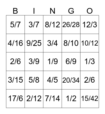 Adding and Subtracting Fraction Bingo Card