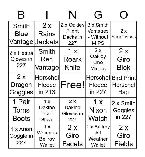 Provisioner Sales Bingo Card