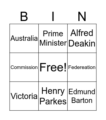 Federation Bingo! Bingo Card