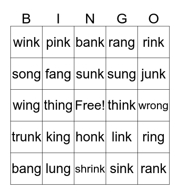 Friday Fun Bingo Card