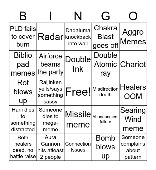 Pro Bros 2/8 Raid Bingo Card